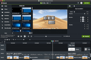 Captura de pantalla de un archivo .cmproj en TechSmith Camtasia 2019