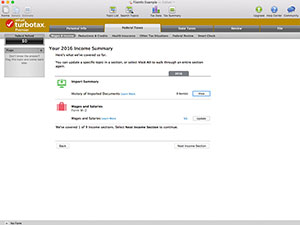 Captura de pantalla de un archivo .tax16 en Intuit TurboTax 2016